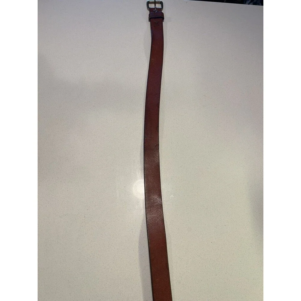 Polo Ralph Lauren Mens Brown Leather Belt Gold Buckle Embossed Logo Size 42